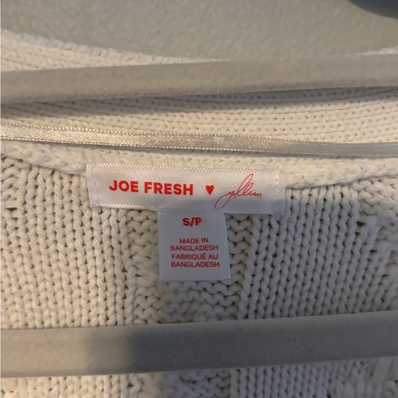 Joe Fresh Jillian Harris Curl Up Cable Knit Cardigan Cream White Small - Picture 3 of 6